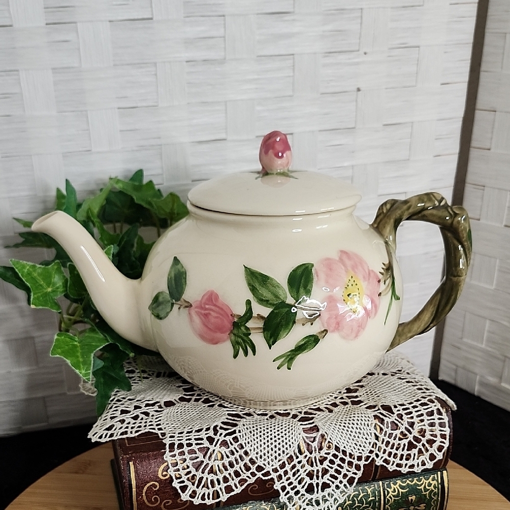 👉*MINT VTG* FRANCISCAN WARE "DESERT ROSE" TEA POT ~USA BACKSTAMP ~EARTHENWARE